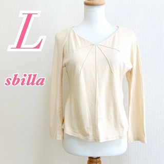 シビラ(Sybilla)のSybilla シビラ レディース L 長袖カットソー Vネック きれいめ 肌(カットソー(長袖/七分))