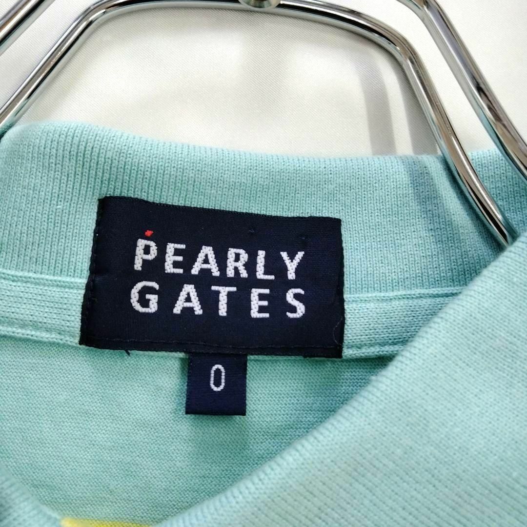 PEARLY GATES(パーリーゲイツ)の美品❗パーリーゲイツ　レディースゴルフ　半袖ポロシャツ　ボーダー　0/S スポーツ/アウトドアのゴルフ(ウエア)の商品写真