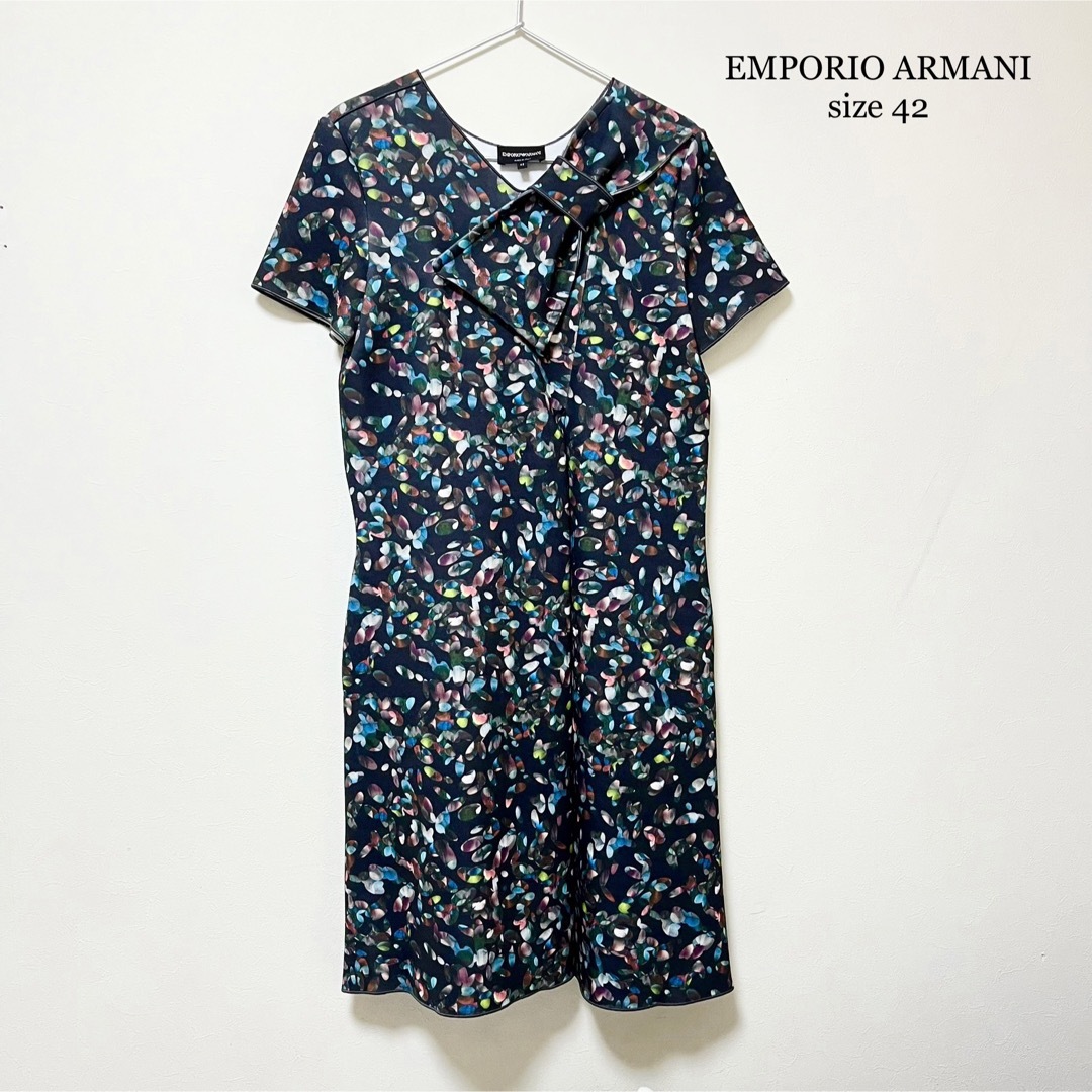 Emporio Armani(エンポリオアルマーニ)のEMPORIO ARMANI エンポリオアルマーニ 総柄 ワンピース レディースのワンピース(ひざ丈ワンピース)の商品写真