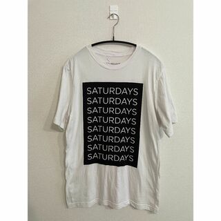 サタデーズニューヨークシティ(Saturdays NYC)のSaturdays NYC Tシャツ 白 ボックスプリント サイズM(Tシャツ/カットソー(半袖/袖なし))