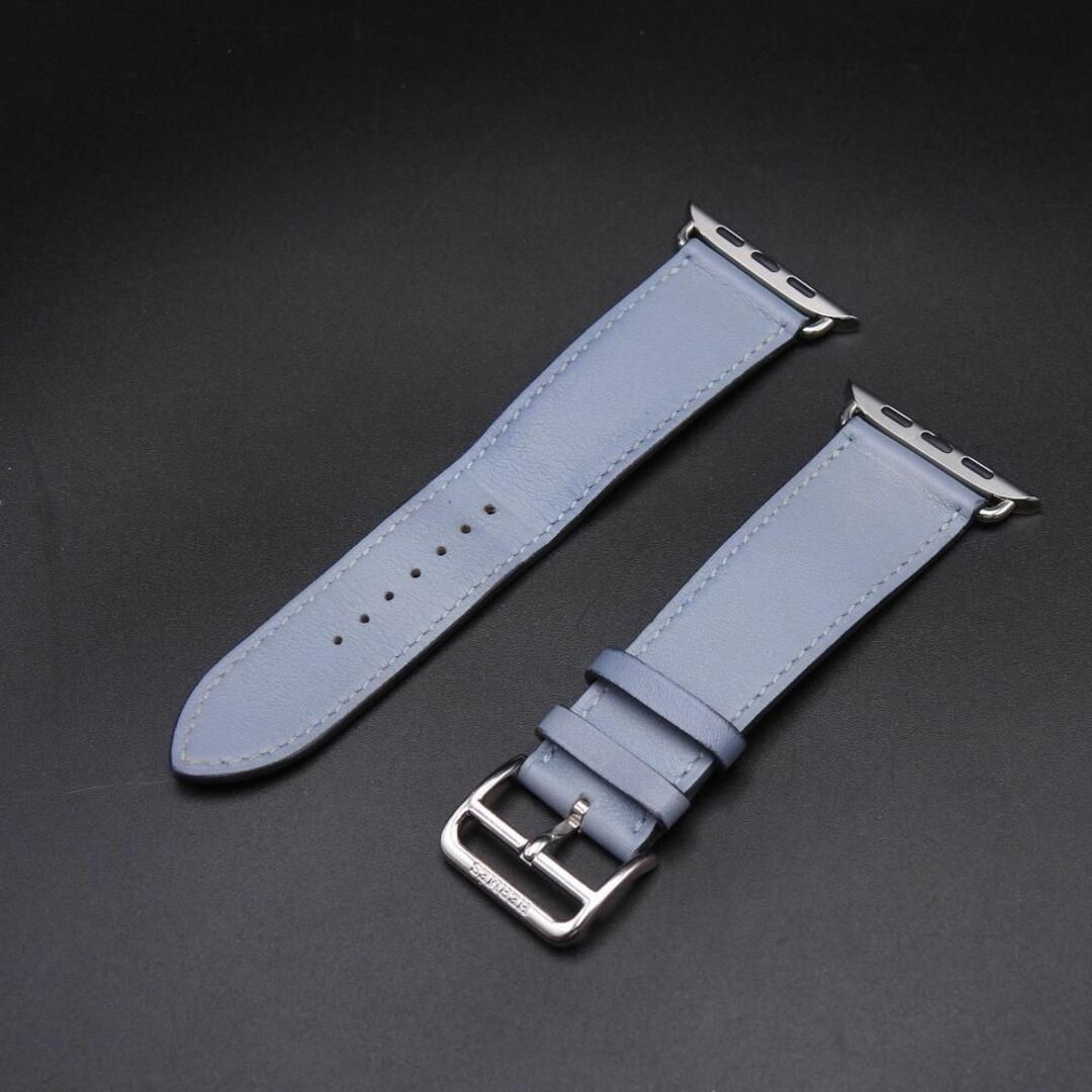 希少品 Apple watch HERMES 純正  ブルーラン レザーバンド