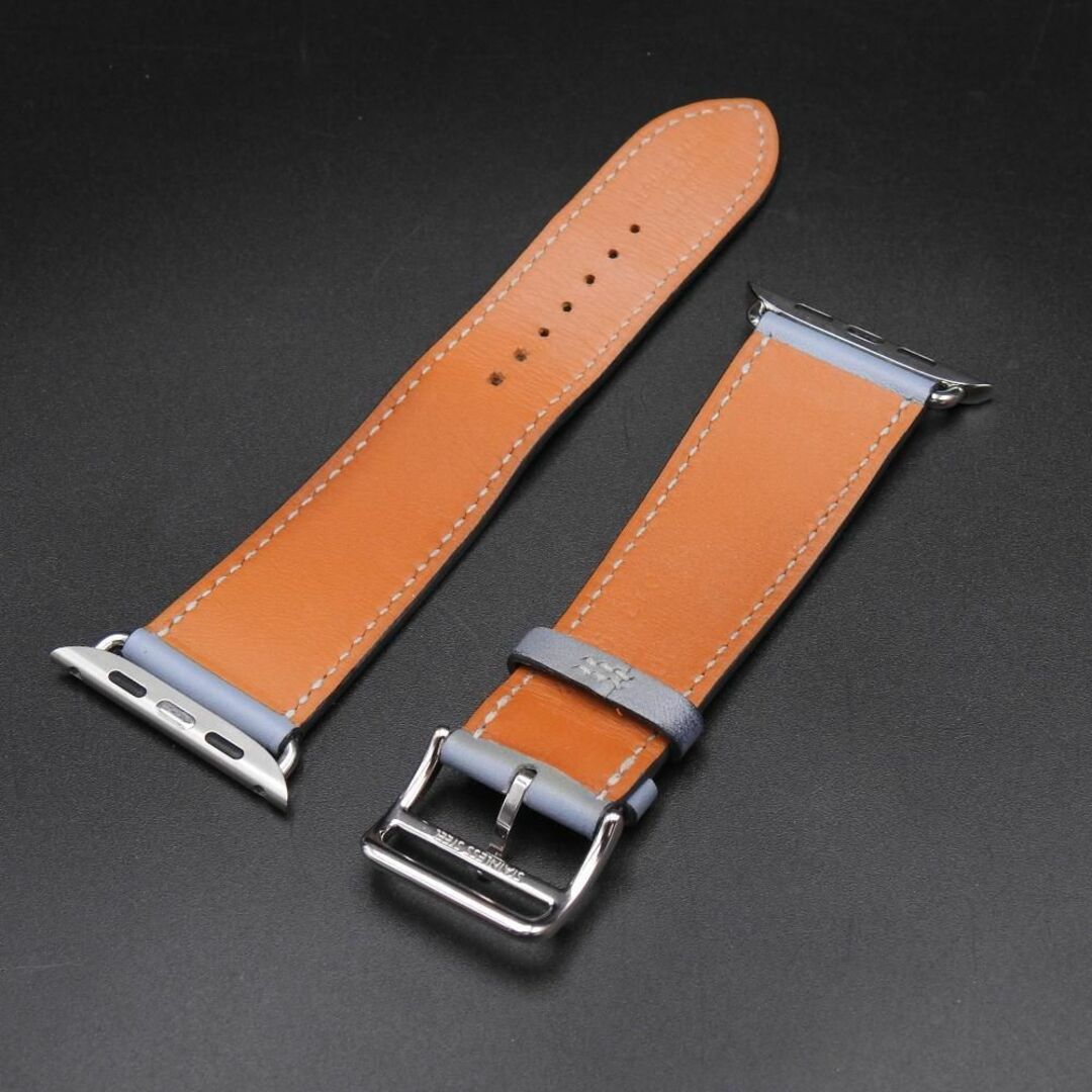 希少品 Apple watch HERMES 純正  ブルーラン レザーバンド