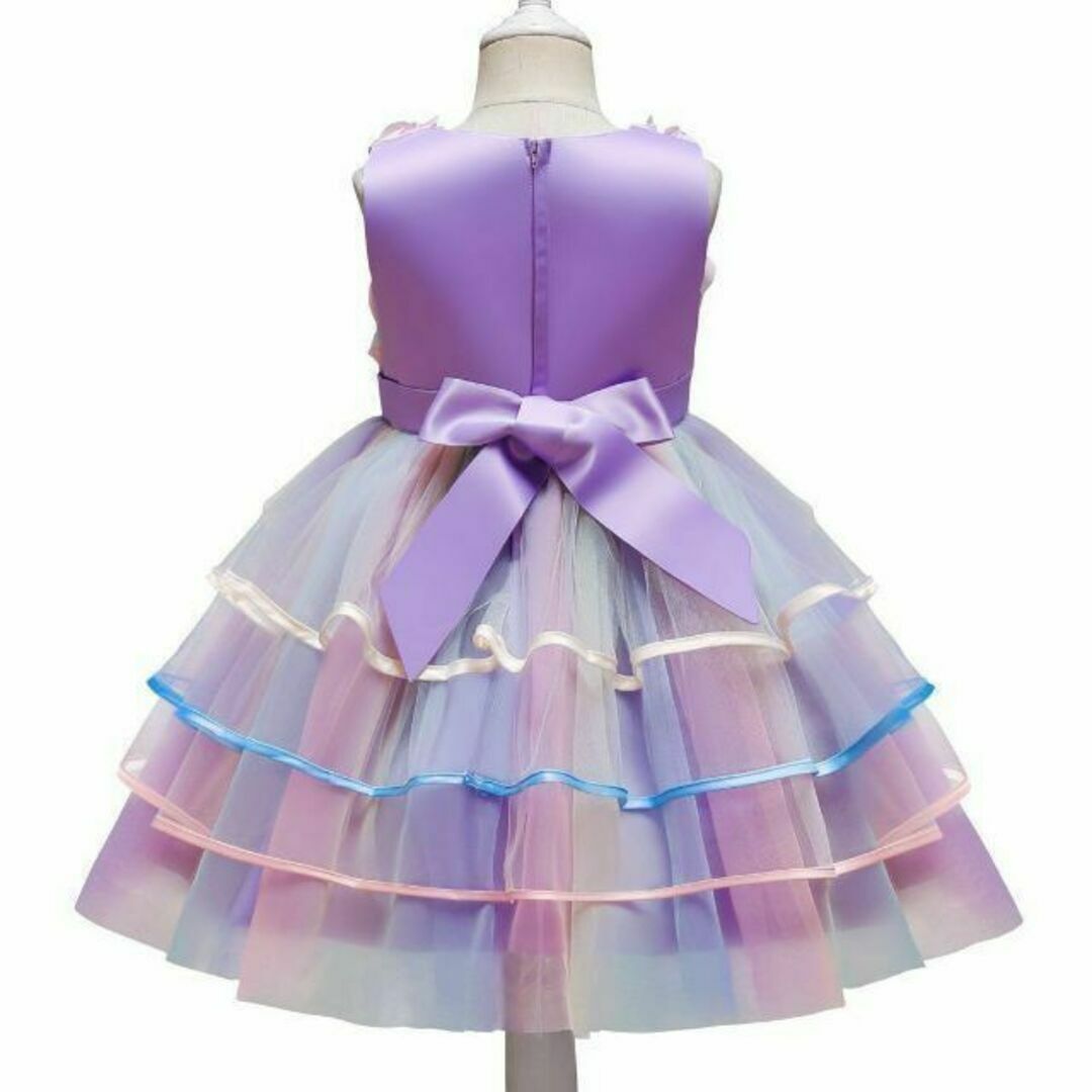 444☆ キッズ ドレス 紫 120cm ローズ リボン プリンセス 可愛いの通販 by *MiA* 子供ドレス 可愛い 女の子 フォーマルドレス 120cm パープル