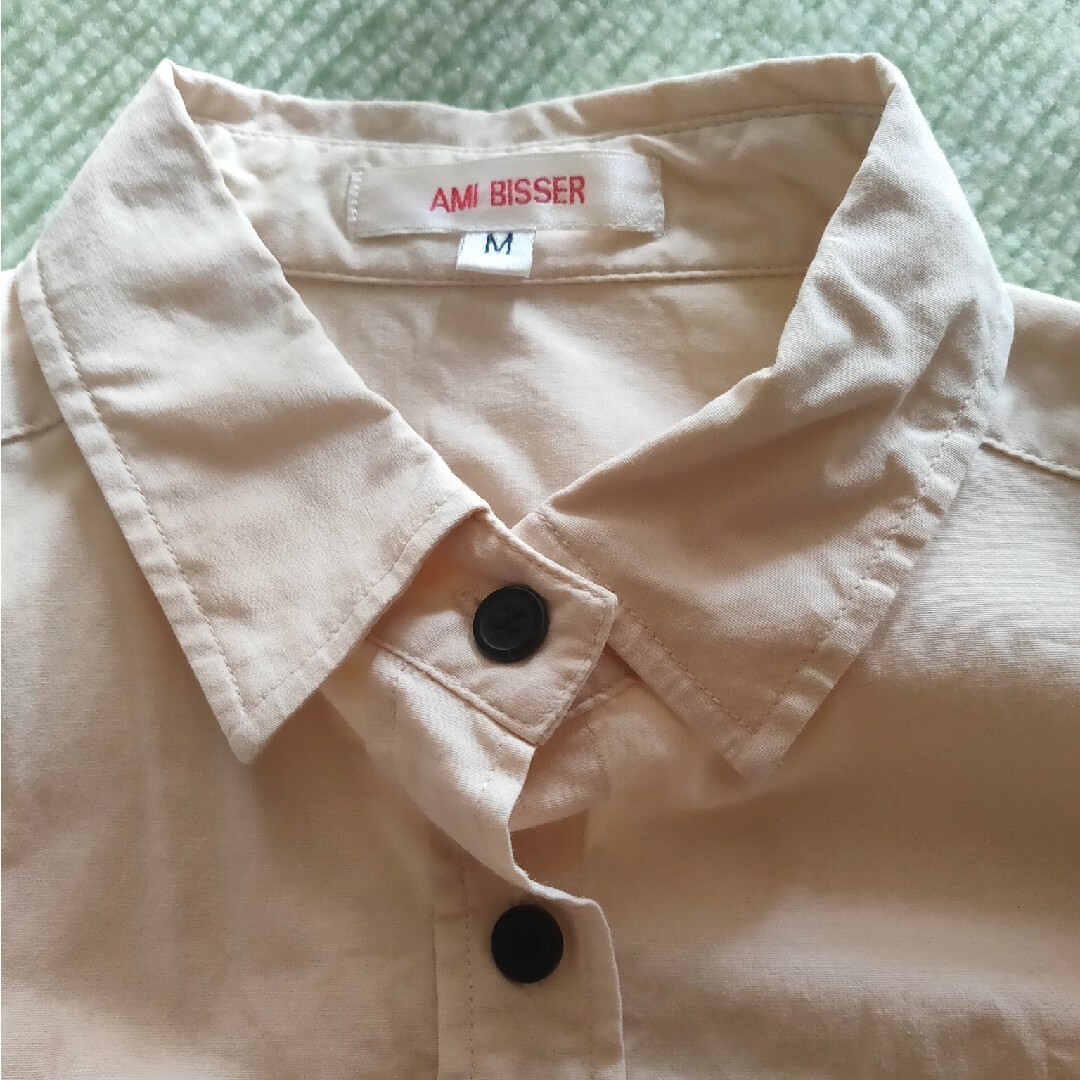 半袖シャツ ベージュ 半袖ブラウス　レディース レディースのトップス(シャツ/ブラウス(半袖/袖なし))の商品写真