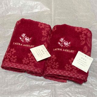 ローラアシュレイ(LAURA ASHLEY)の新品☆ローラアシュレイ フェイスタオル 2枚☆ブロックリー☆赤 レッド(タオル/バス用品)