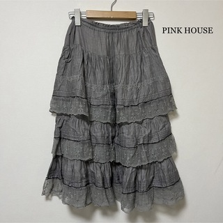 ピンクハウス(PINK HOUSE)のPINK HOUSE レース 段々スカート フリル ティアードスカート(ロングスカート)