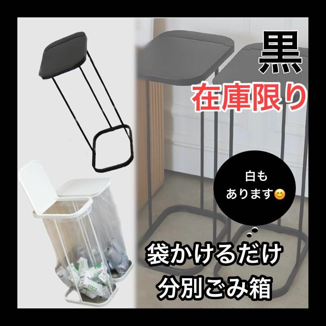 【2個セット】黒色 蓋付きゴミ箱 分別ゴミ袋ホルダー 分別ごみ箱