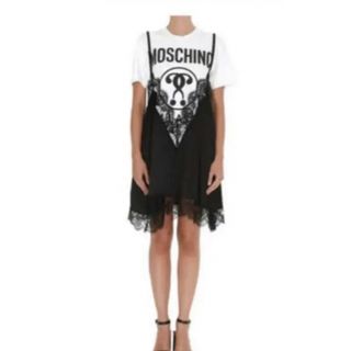 MOSCHINO - 新品モスキーノMOSCHINO半袖ゆったりきちんとワンピース黒
