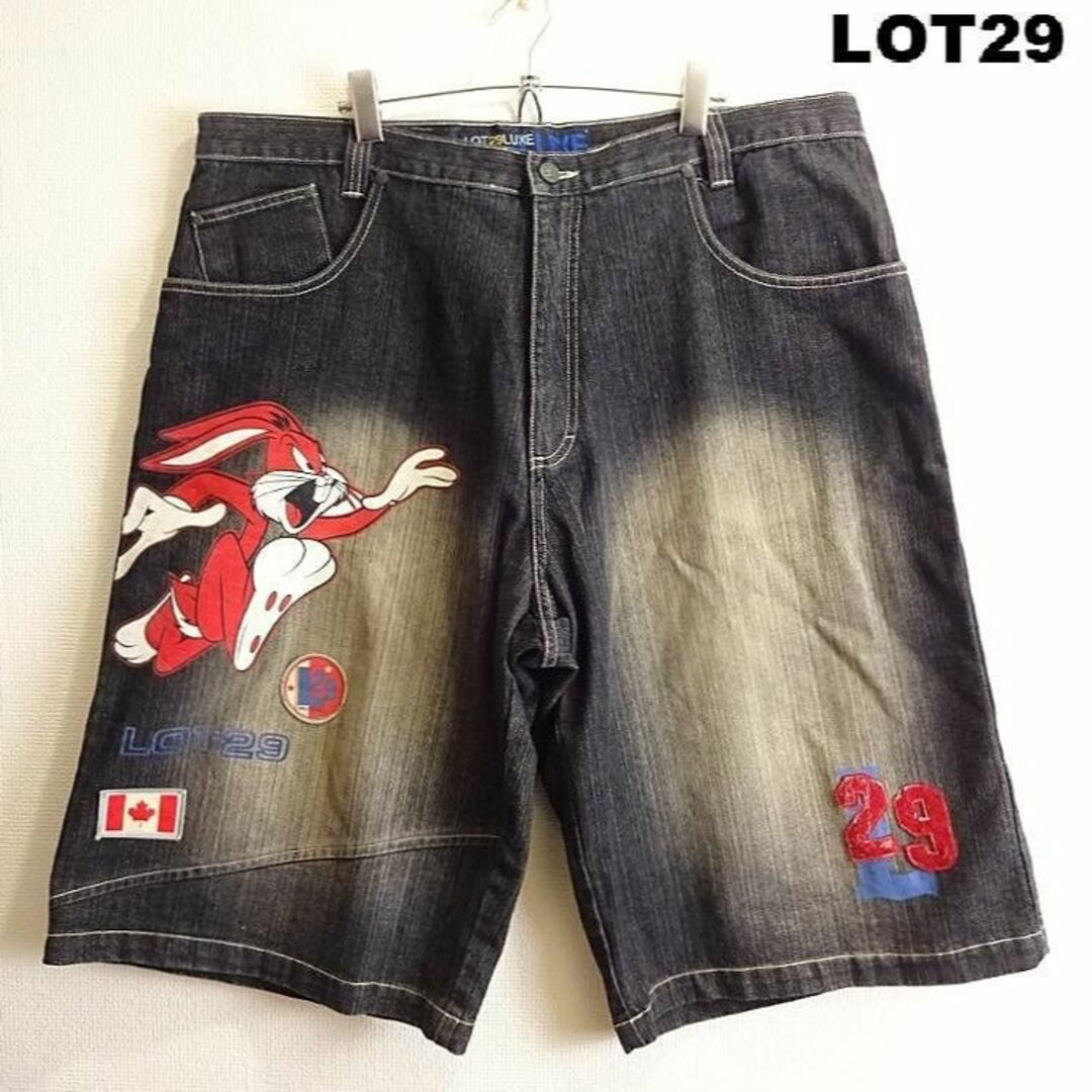 ビッグサイズ☆ LOT29 ハーフパンツ W104cm バッグスバニー 極太 黒