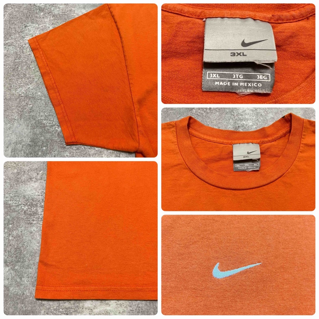 NIKE(ナイキ)のナイキ☆メキシコ製スモールワンポイント刺繍ロゴビッグTシャツ　オレンジ×ホワイト メンズのトップス(Tシャツ/カットソー(半袖/袖なし))の商品写真