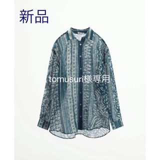 ザラ(ZARA)の新品タグ付11000円！ZARA ザラ＊リネンブレンドプリントシャツ　M(シャツ/ブラウス(長袖/七分))