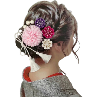 ピンク系 お花の髪飾り Ｕピン 6本セット(その他)