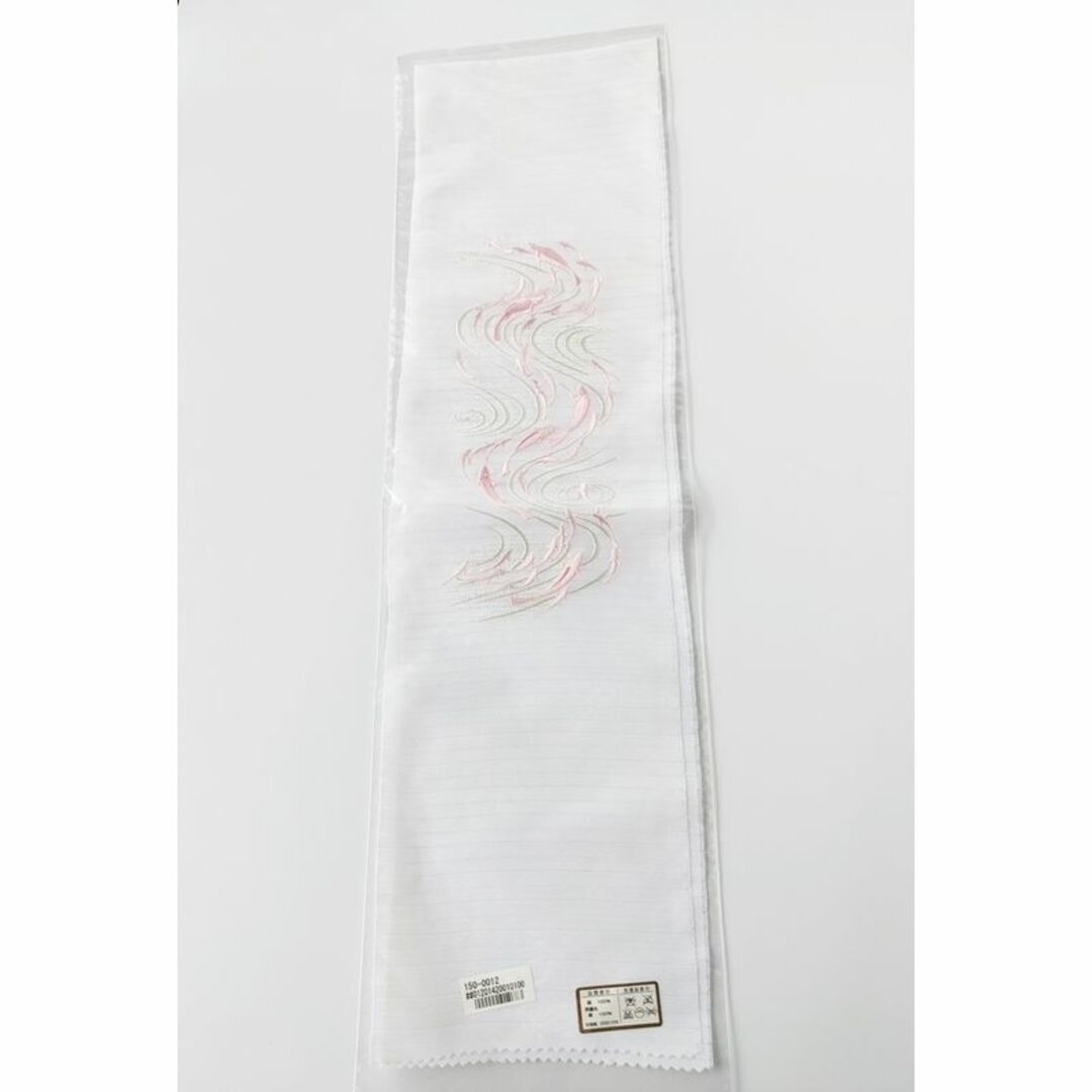夏 絽 正絹 刺繍半衿 めだか 金魚 流水 半襟 手刺繍 日本製【衿 夏 絽 正絹 刺繍半衿 めだか 金魚 流水 半襟 手刺繍 日本製【衿