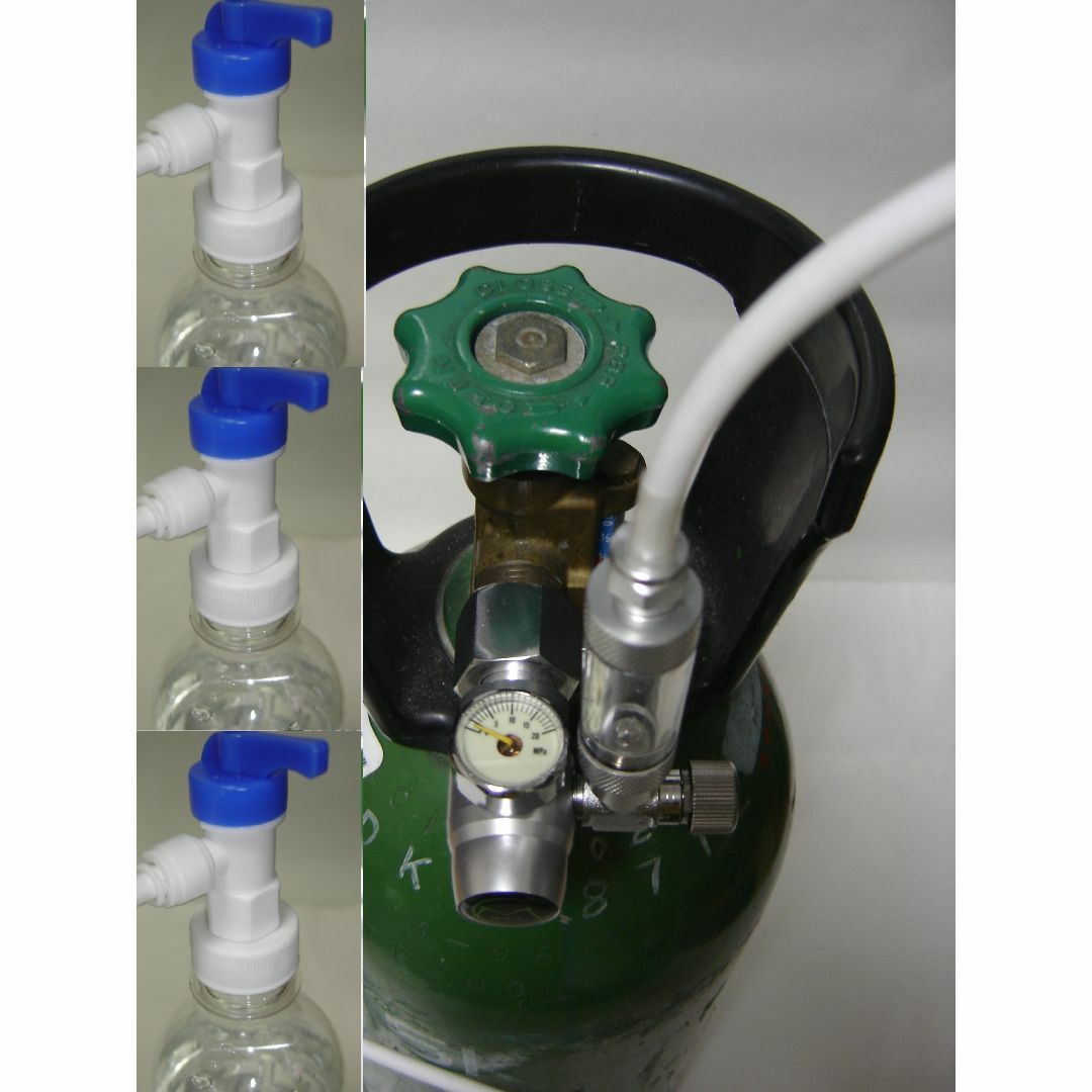 強炭酸水製作用ミニレギュレーター＋炭酸水製作キット 手動ロック式蓋3個A