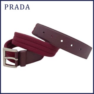 プラダ(PRADA)の新品プラダPRADAメンズ　キャンバスベルト　ボルドー　#100#105(ベルト)