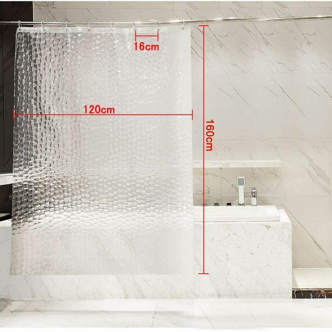 【色: 透明】OTraki シャワーカーテン 透明 防カビ 防水 浴室カーテン 5