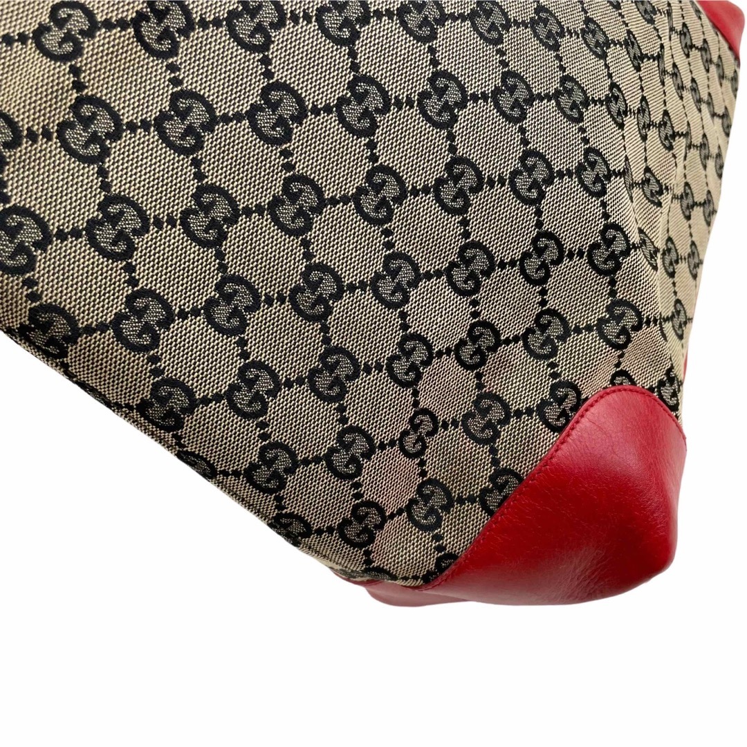 Gucci - ✨良品 GUCCI グッチ トートバッグ GGキャンバス レザー 赤