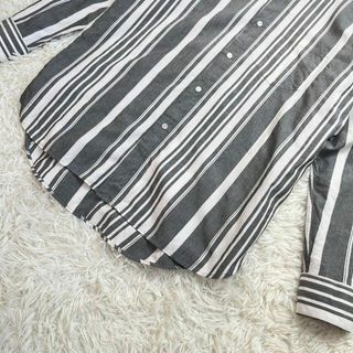 UNUSED - 【美品】UNUSED 長袖シャツ ストライプ柄 シルク 絹 オーバー