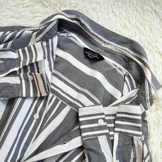 UNUSED - 【美品】UNUSED 長袖シャツ ストライプ柄 シルク 絹 オーバー