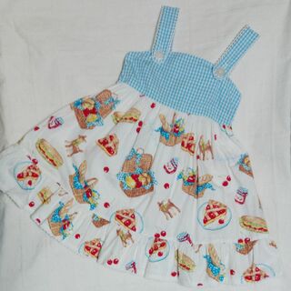 シャーリーテンプル(Shirley Temple)の110　シャーリーテンプル　ピクニック柄のジャンパースカート(ワンピース)