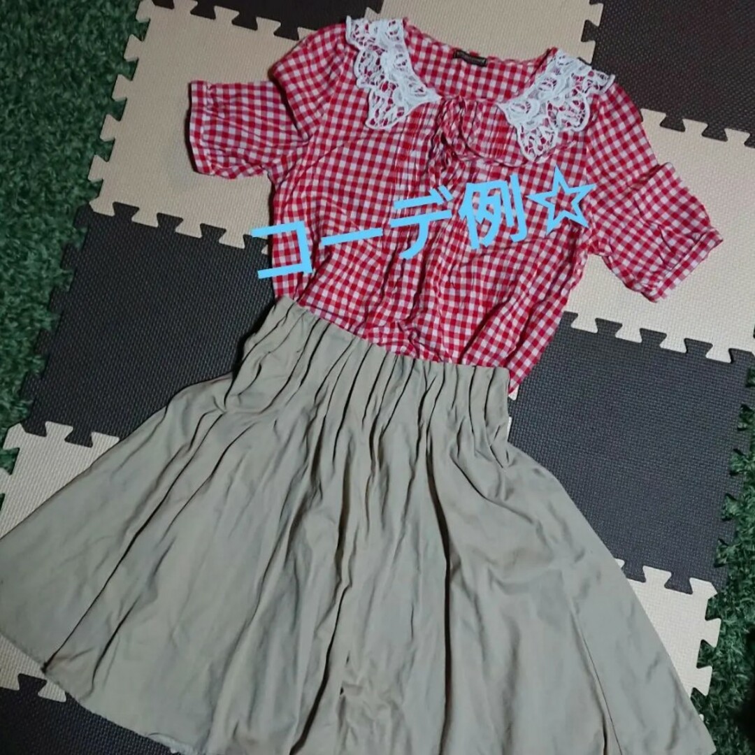 ハイウエストスカート☆ベージュ レディースのスカート(ひざ丈スカート)の商品写真