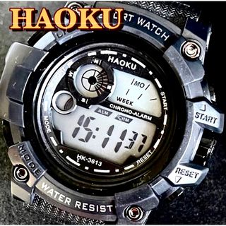 新品 HAOKU デジタルウォッチ ビックフェイス メンズ腕時計 フルブラック(腕時計(デジタル))