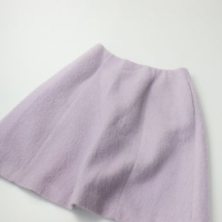 エムズグレイシー(M'S GRACY)の美品 M'S GRACY エムズグレイシー Shaggy Skirt シャギースカート 40/パープル フレア ウール【2400013432443】(ひざ丈スカート)