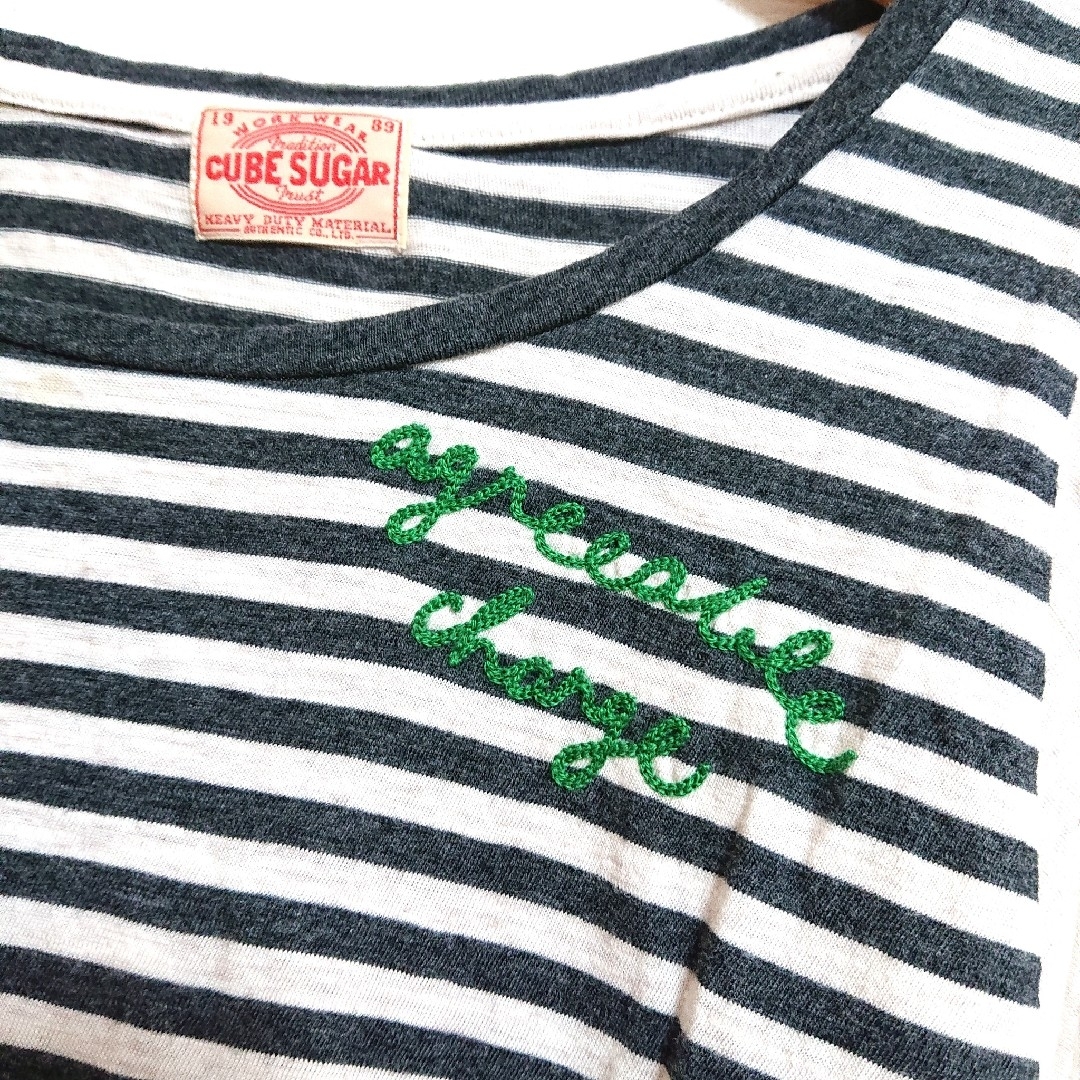 CUBE SUGAR(キューブシュガー)の尚子様専用　CUBE SUGAR 袖切替ボーダーカットソー キューブシュガー レディースのトップス(カットソー(半袖/袖なし))の商品写真