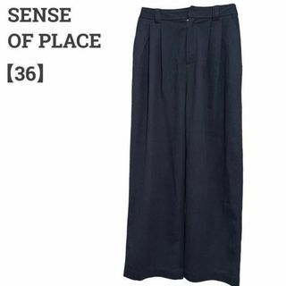 センスオブプレイスバイアーバンリサーチ(SENSE OF PLACE by URBAN RESEARCH)のセンスオブプレイス レディース【S】カジュアルパンツ♡ストレート レーヨン混♡紺(カジュアルパンツ)