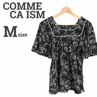 コムサイズム(COMME CA ISM)のコムサイズム レディース【M】ブラウス♡半袖 薄手♡春夏 ペイズリー♡黒(シャツ/ブラウス(半袖/袖なし))