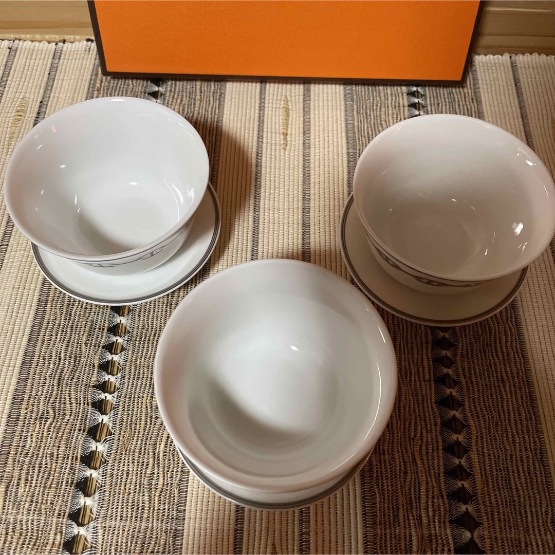 美品 エルメス HERMES シェーヌダンクル 茶器 3客 セット