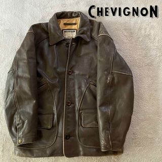 袖丈57VINTAGE  CHEVIGNON /シェビニオン  レザーカーコート