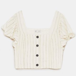 ザラ(ZARA)のZARA コットンストライプブラウス (シャツ/ブラウス(半袖/袖なし))