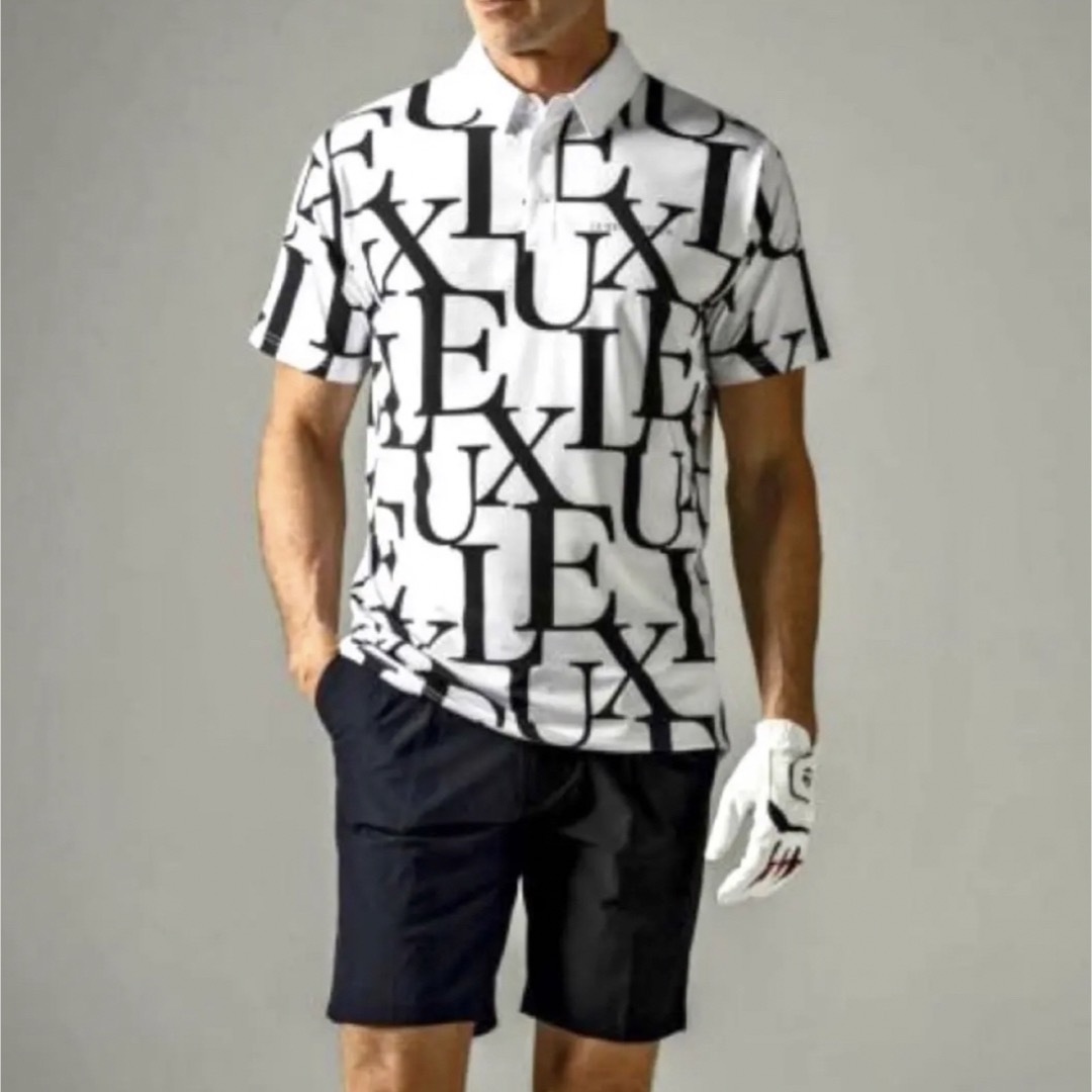 AKM(エイケイエム)の【新品】LUXEAKMPLUS AKM／総柄 ゴルフウェア ポロシャツ M スポーツ/アウトドアのゴルフ(ウエア)の商品写真