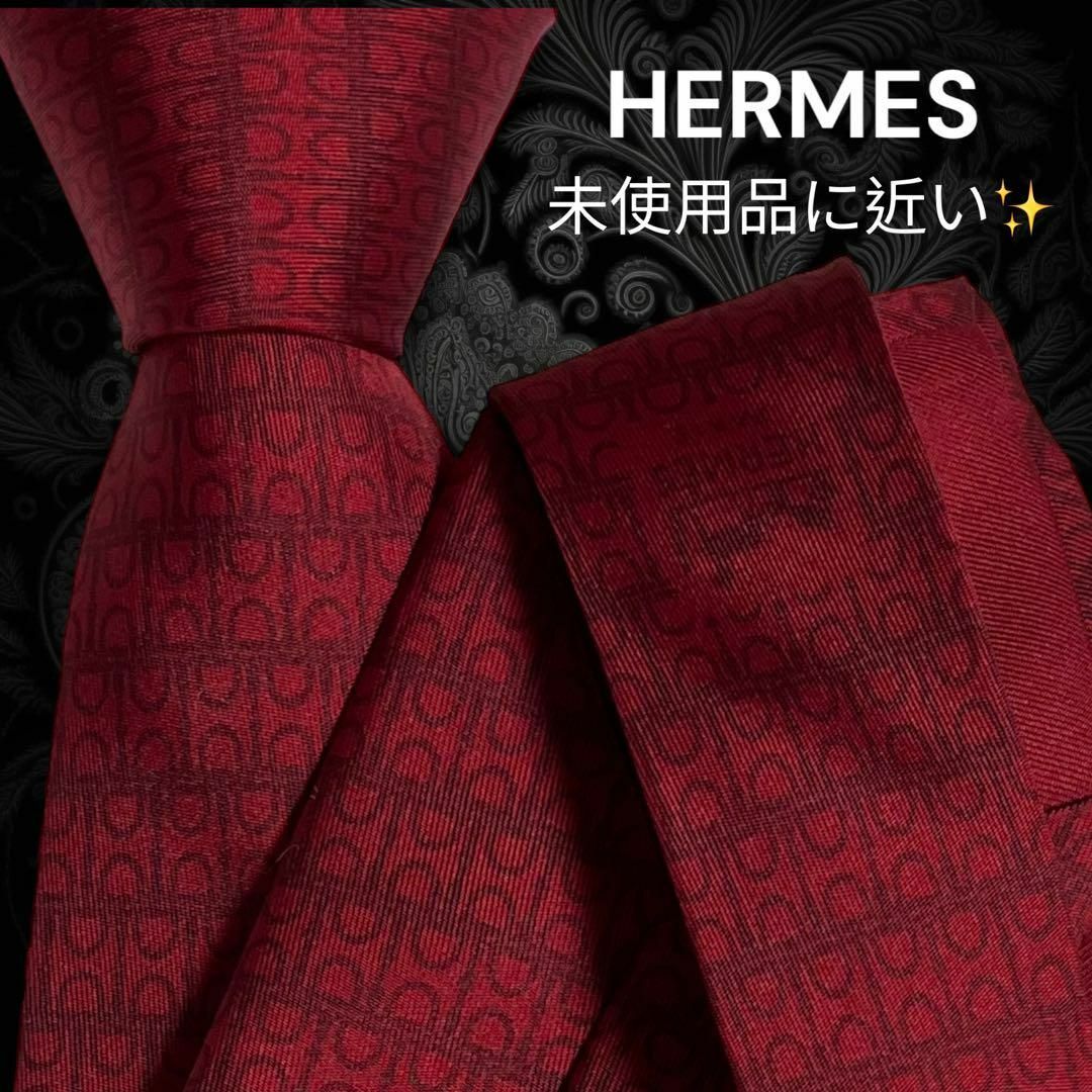 【極美品✨️】HERMES レッド系 濃赤 暗め 総柄