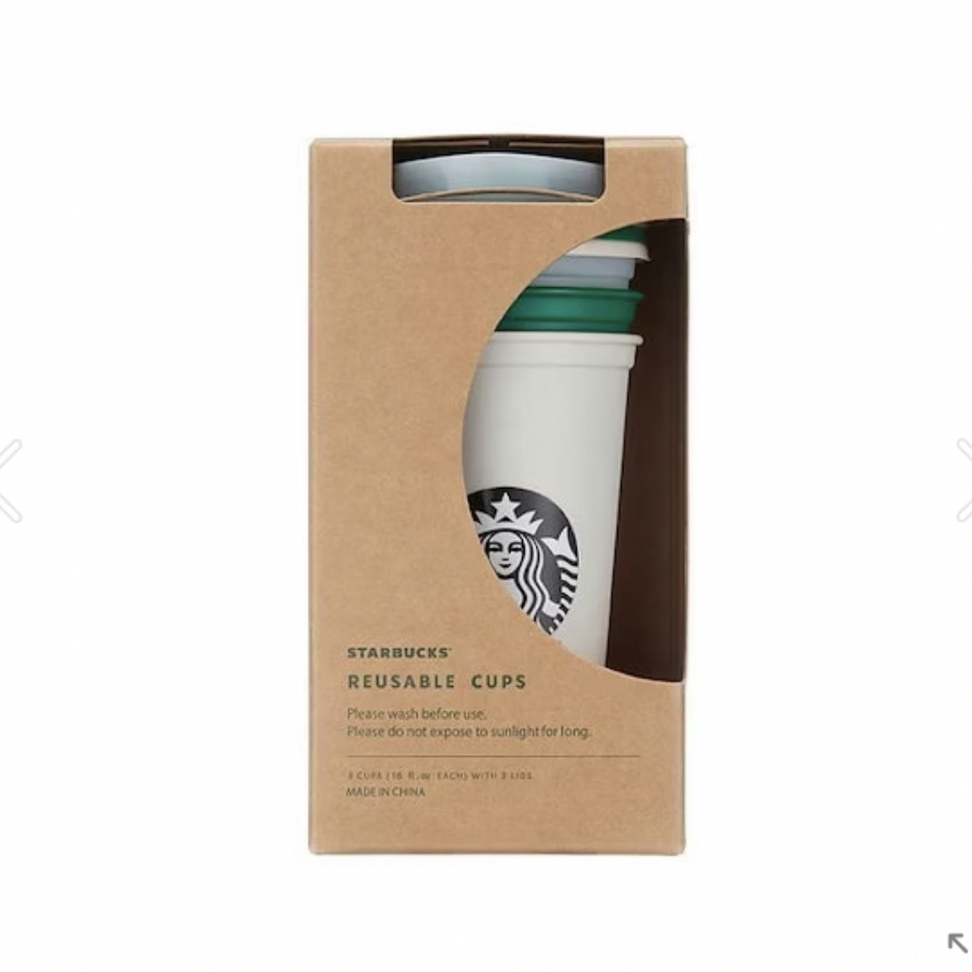 Starbucks(スターバックス)の韓国スターバックス　バラエテロゴ リユーザブルカップセット473ml (3P)  インテリア/住まい/日用品のキッチン/食器(グラス/カップ)の商品写真