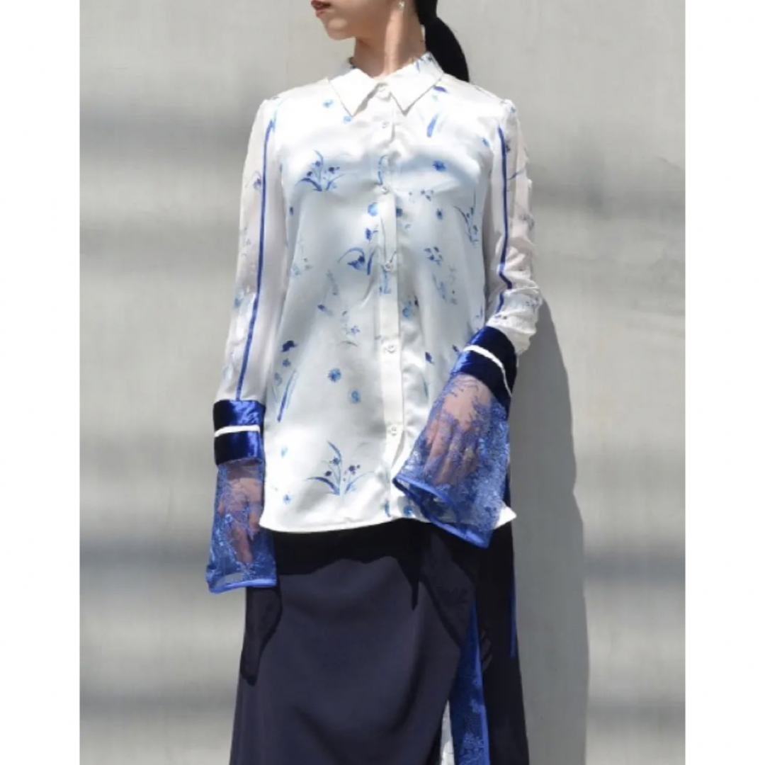 mame - Silk Lame Print Sleeves Shirtの通販 by ☺︎|マメならラクマ