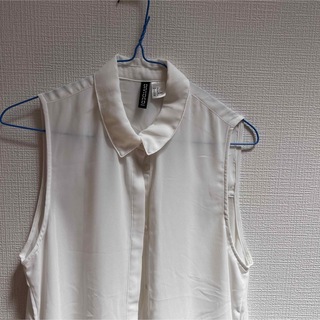 ノースリーブ シアーシャツ ホワイト ロング(シャツ/ブラウス(半袖/袖なし))
