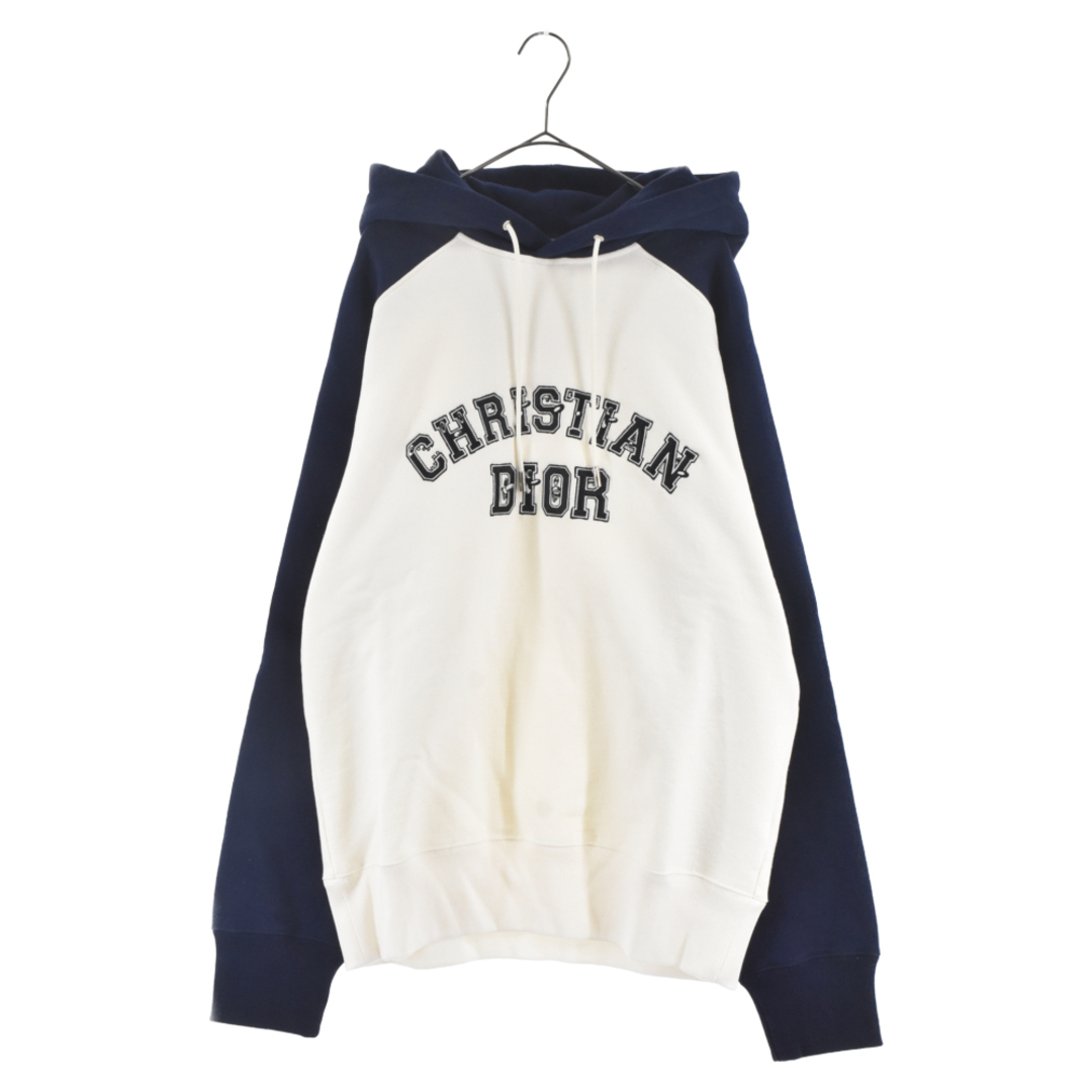 70センチ身幅DIOR ディオール 21AW×KENNY SCHARF Crossover Cotton Fleece hooded 193J647A0687 ケニーシャーフコラボ クロスオーバー プルオーバーパーカー ネイビー