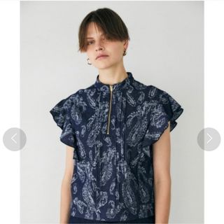 マウジー(moussy)の【即購入可】MOUSSY JACQUARD RUFFLE TOP(Tシャツ(半袖/袖なし))