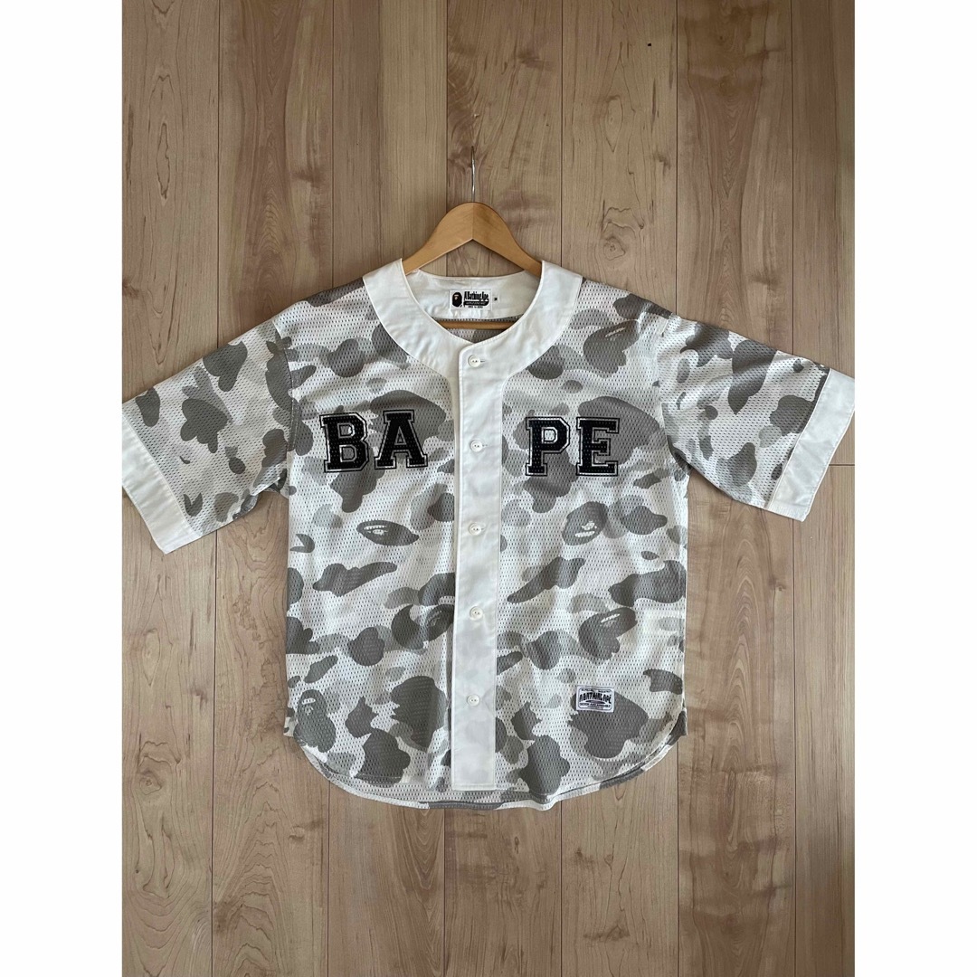 【値下中】bape エイプ メッシュ シャツ ベースボール 迷彩 カモ