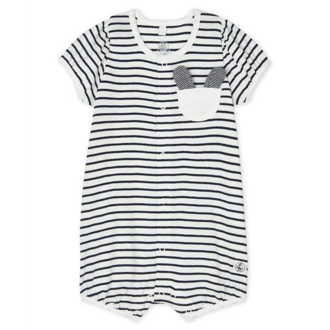 PETIT BATEAU(プチバトー)のプチバトー　マリニエール半袖ロンパース   ボーダー　うさぎ　ラビット キッズ/ベビー/マタニティのベビー服(~85cm)(ロンパース)の商品写真