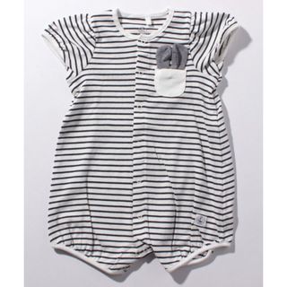 プチバトー(PETIT BATEAU)のプチバトー　マリニエール半袖ロンパース   ボーダー　うさぎ　ラビット(ロンパース)