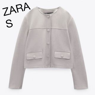 ザラ(ZARA)のフェイクスエード　ボタンジャケット(ノーカラージャケット)