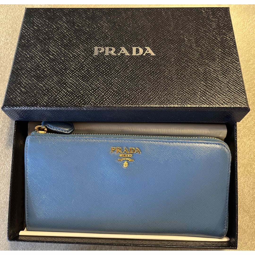 PRADA - PRADA長財布ブルーの通販 by zakkA|プラダならラクマ