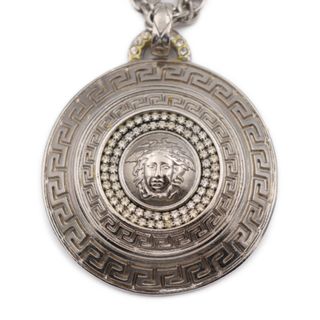 ヴェルサーチ(VERSACE)のVERSACE ヴェルサーチ メデューサ  ネックレス  メタル ラインストーン  シルバー   ペンダント 【本物保証】(ネックレス)