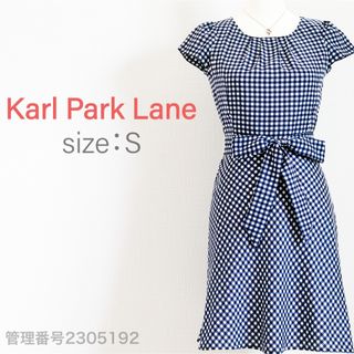 カールパークレーン(KarL Park Lane)のKarl Park Lane ギンガムチェック　フレンチスリーブ　ひざ丈ワンピ(ひざ丈ワンピース)