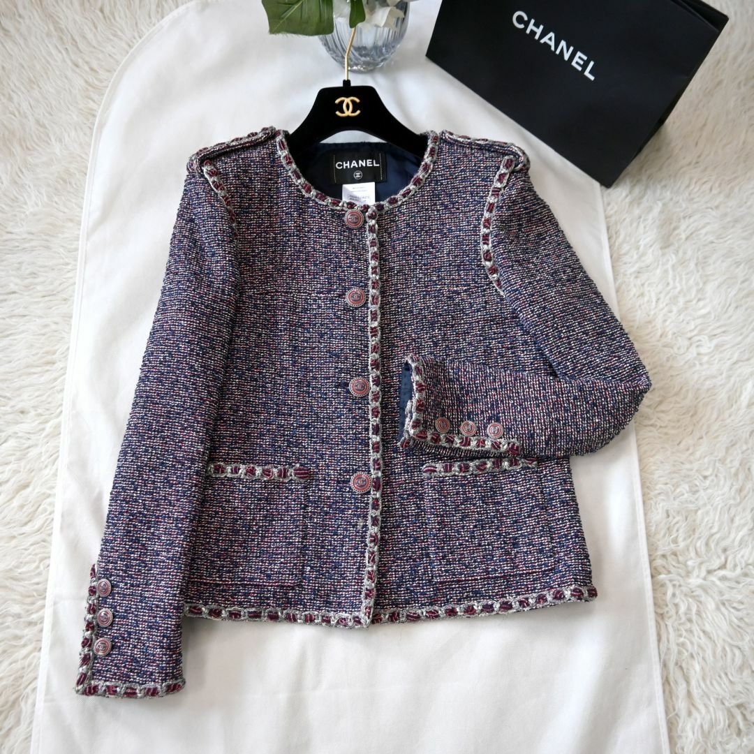 CHANEL シャネル  ツィード　ノーカラー ジャケット