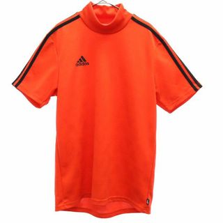 アディダス(adidas)のアディダス 総柄 トレーニングシャツ L レッド adidas 半袖 Tシャツ ハイネック スポーツ ウォームアップ ロゴプリント メンズ 【中古】  【230723】(その他)