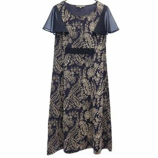 ローラアシュレイ(LAURA ASHLEY)のローラアシュレイ 花柄 半袖 ロングワンピース 9 ネイビー系 LAURA ASHLEY レディース 【中古】  【230723】(ミニワンピース)